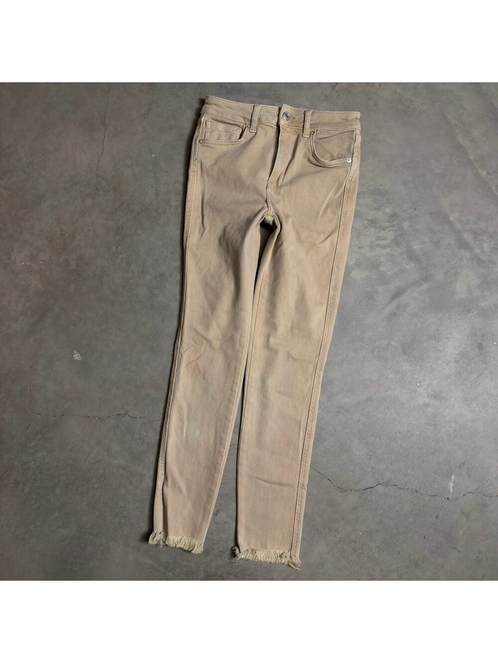 We The Free Skinny Pants Womens 26 Beige Raw Hem